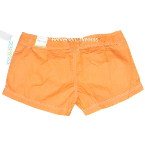 23XY23 Size 15 Juniors Orange Cotton Shorts Button Details Pockets NEW - Picture 2 of 4